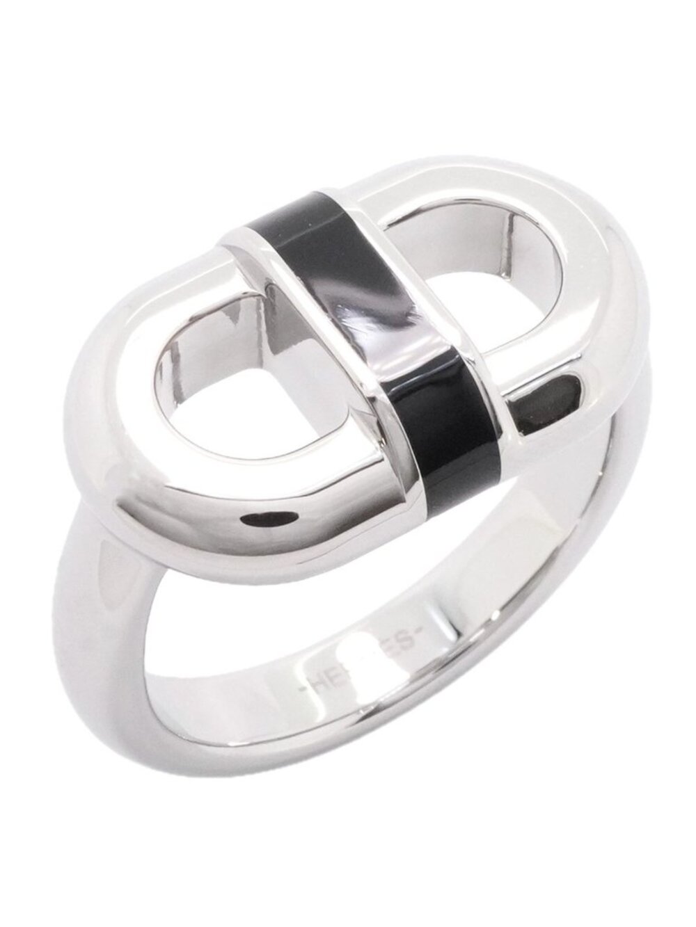 Hermes Ring Maillon Metal Silver Black